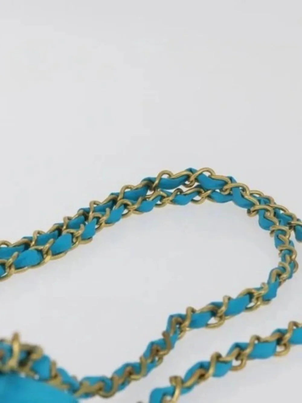 CHANEL Matelasse Chain Shoulder Bag Nylon Blue Gold CC Auth 181801SV